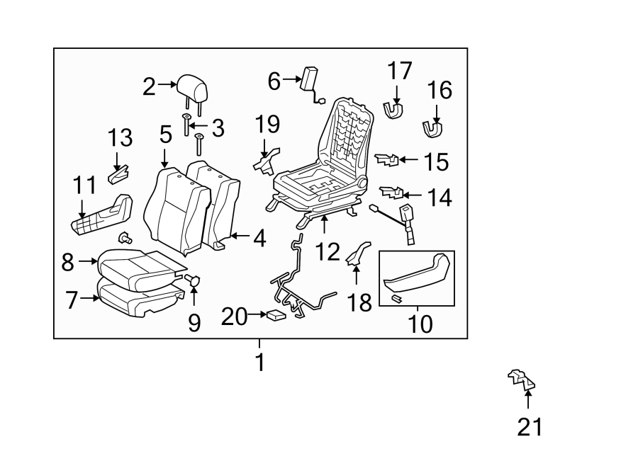 Diagram SEATS & TRACKS. PASSENGER SEAT COMPONENTS. for your 2012 Toyota Tundra 4.6L V8 A/T 4WD Base Extended Cab Pickup Fleetside 