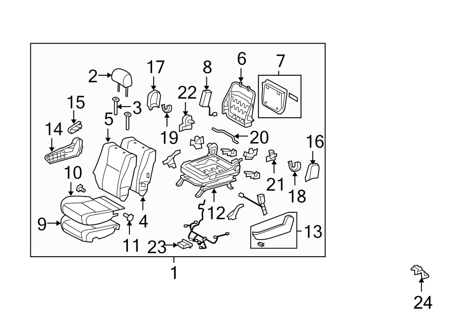 Diagram Seats & tracks. Passenger seat components. for your 2012 Toyota Tundra  Base Extended Cab Pickup Fleetside 