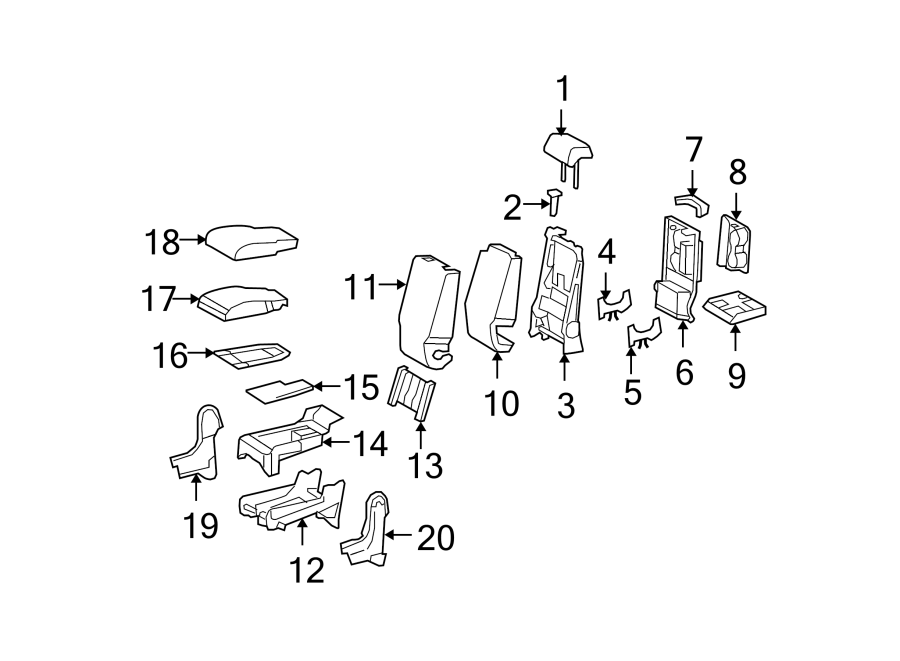 Diagram SEATS & TRACKS. PASSENGER SEAT COMPONENTS. for your 2012 Toyota Tundra  Base Extended Cab Pickup Fleetside 