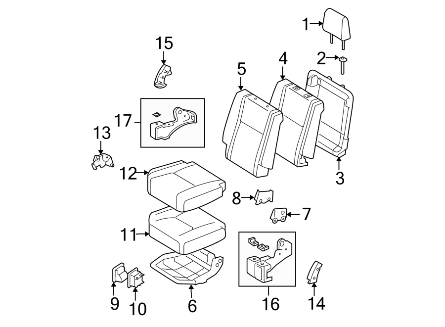 Diagram SEATS & TRACKS. REAR SEAT COMPONENTS. for your 2012 Toyota Tundra  Base Extended Cab Pickup Fleetside 