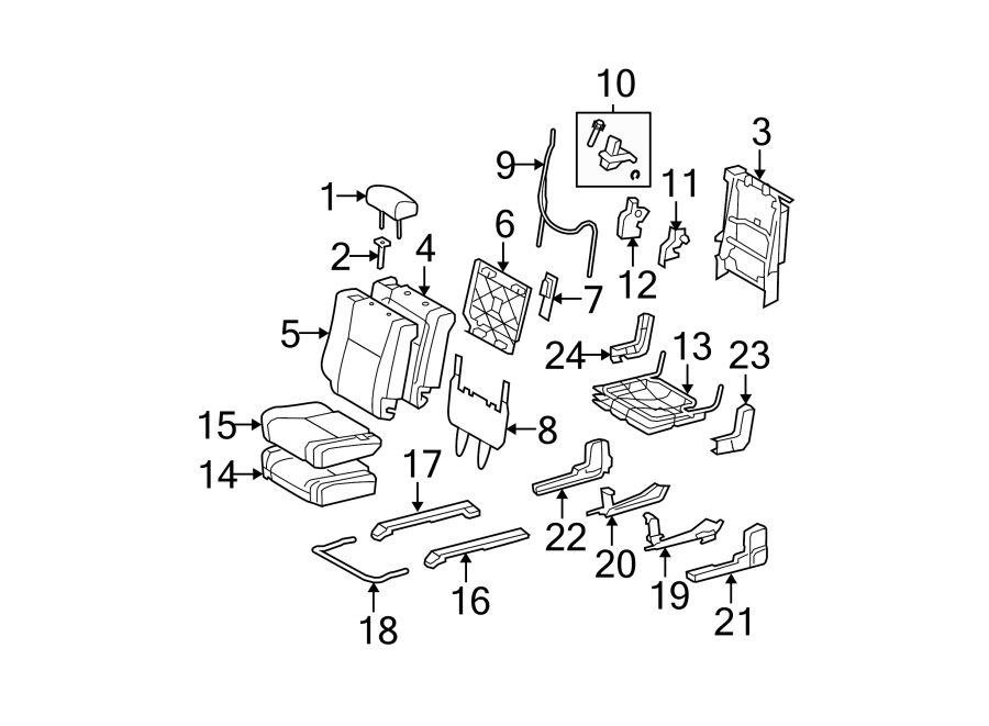 Diagram SEATS & TRACKS. REAR SEAT COMPONENTS. for your 2008 Toyota Sienna   