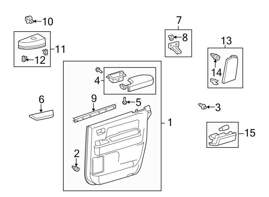 Diagram REAR DOOR. INTERIOR TRIM. for your 2009 Toyota Corolla   