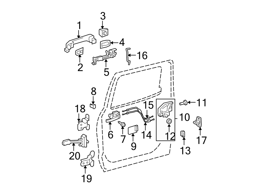 Diagram REAR DOOR. LOCK & HARDWARE. for your 2004 Toyota Land Cruiser   