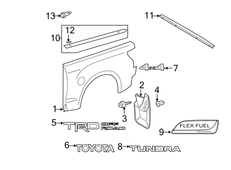 Diagram PICK UP BOX. EXTERIOR TRIM. for your 2012 Toyota Tundra 5.7L i-Force V8 A/T 4WD Base Crew Cab Pickup Fleetside 