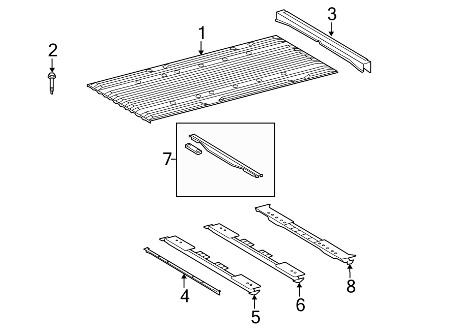 Diagram PICK UP BOX. FLOOR. for your 2006 Toyota Tundra 4.0L V6 M/T 4WD SR5 Extended Cab Pickup Stepside 