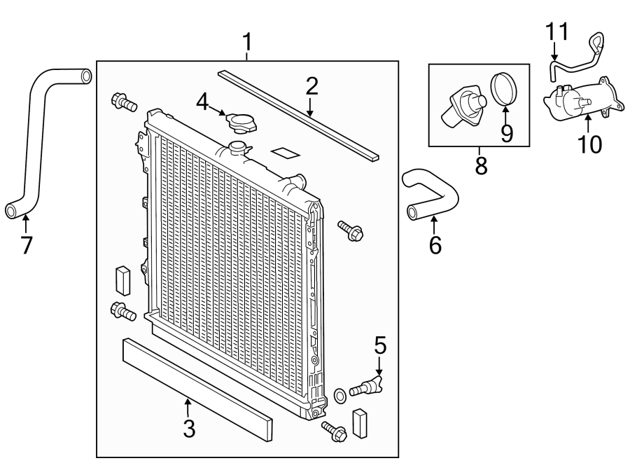 Diagram RADIATOR & COMPONENTS. for your 2021 Toyota Prius AWD-e   