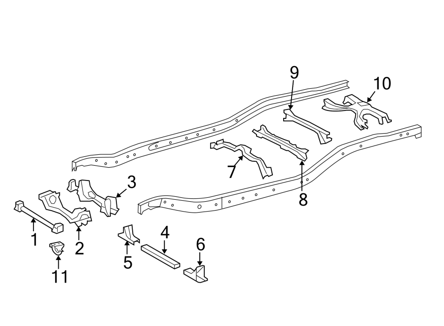 Diagram FRAME. CROSSMEMBERS & COMPONENTS. for your 2014 Toyota Tundra   