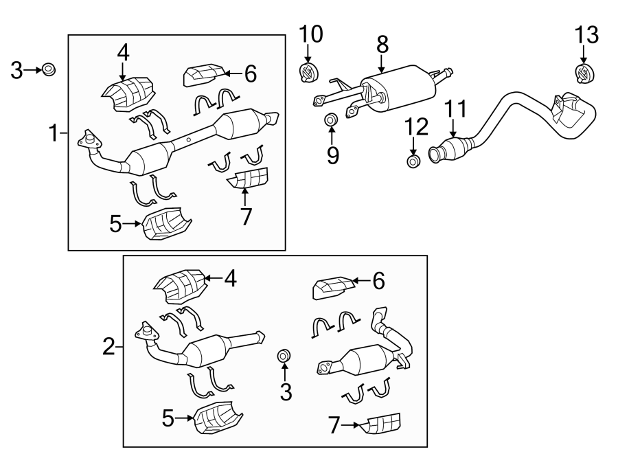 Diagram EXHAUST SYSTEM. EXHAUST COMPONENTS. for your Toyota