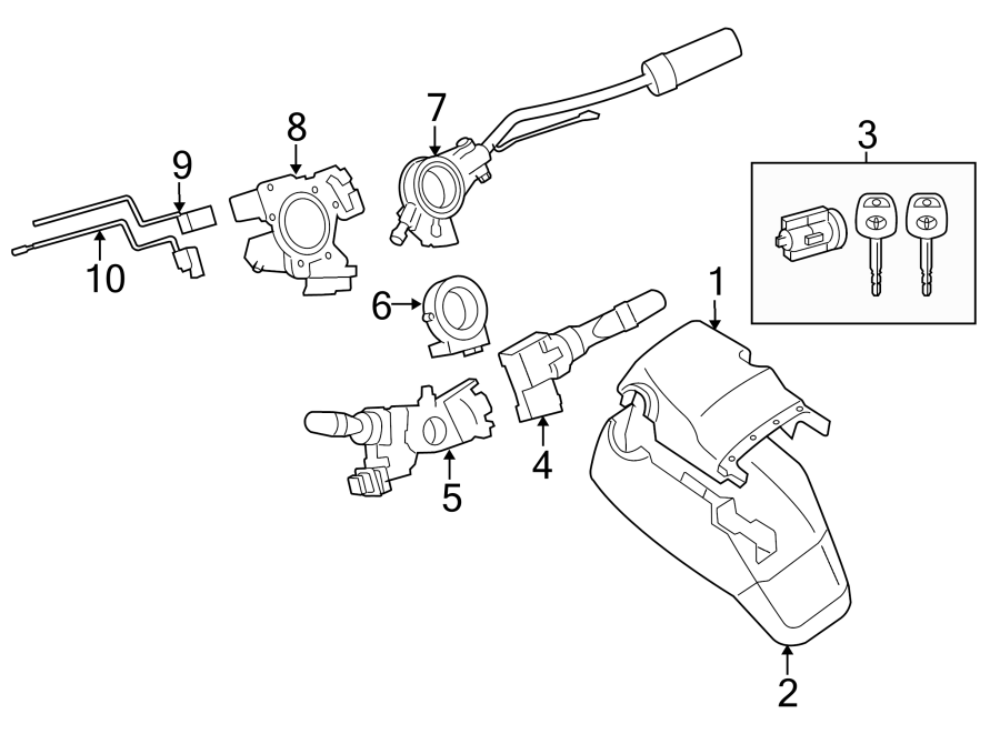 Diagram STEERING COLUMN. SHROUD. SWITCHES & LEVERS. for your 2018 Toyota Sequoia 5.7L i-Force V8 A/T 4WD TRD Sport Sport Utility 