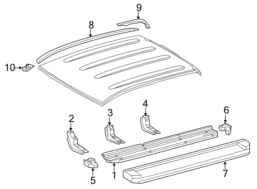 Diagram EXTERIOR TRIM. for your 2021 Toyota Highlander  Hybrid LE Sport Utility 