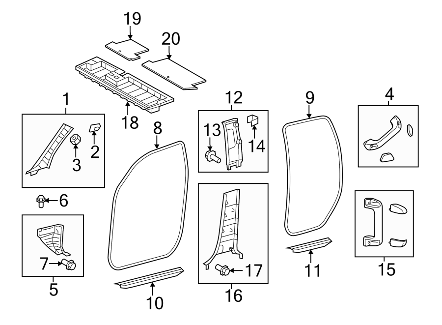 Diagram INTERIOR TRIM. for your 2014 Toyota Tundra 4.6L V8 A/T RWD SR Extended Cab Pickup Fleetside 