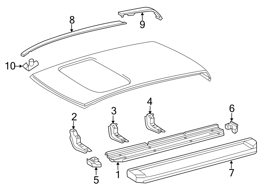 Diagram CAB. EXTERIOR TRIM. for your 2021 Toyota Highlander  Hybrid LE Sport Utility 