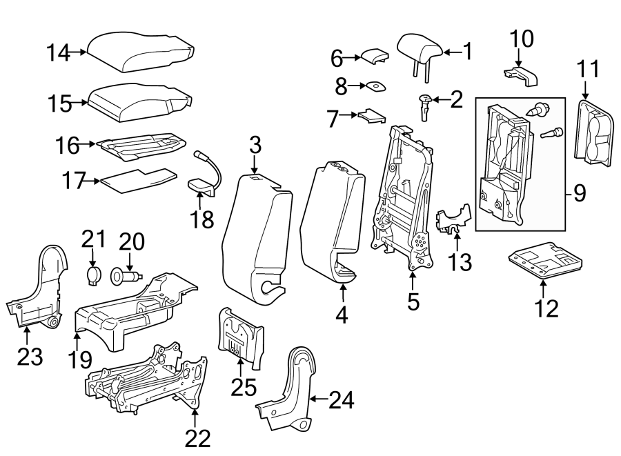 Diagram SEATS & TRACKS. FRONT SEAT COMPONENTS. for your 2015 Toyota Tundra   