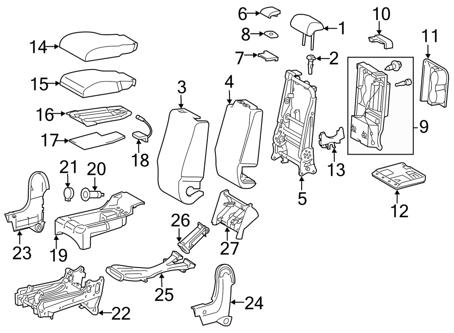 Diagram SEATS & TRACKS. FRONT SEAT COMPONENTS. for your 2014 Toyota Tundra 5.7L i-Force V8 FLEX A/T 4WD SR Extended Cab Pickup Fleetside 