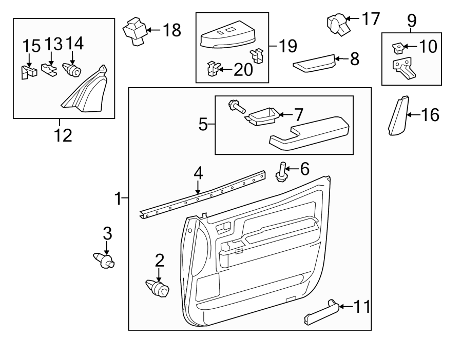 Diagram FRONT DOOR. INTERIOR TRIM. for your 2022 Toyota Corolla Cross   