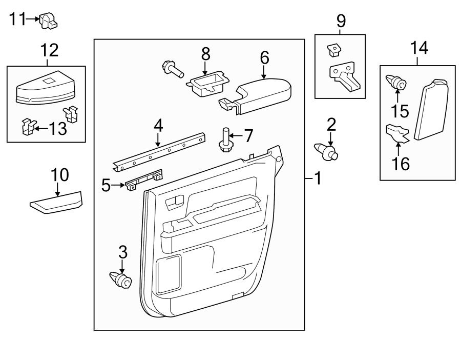 Diagram REAR DOOR. INTERIOR TRIM. for your 2014 Toyota Tundra 4.0L V6 A/T RWD SR Extended Cab Pickup Fleetside 