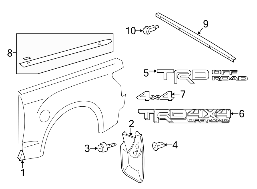 Diagram PICK UP BOX. EXTERIOR TRIM. for your Toyota