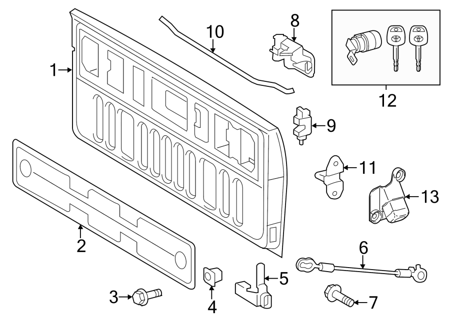 Diagram PICK UP BOX. TAIL GATE. for your 2016 Toyota Sequoia  Platinum Sport Utility 