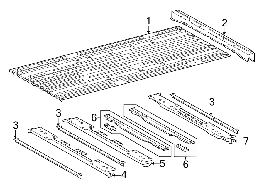 Diagram PICK UP BOX. FLOOR. for your 2006 Toyota Tundra 4.0L V6 M/T 4WD SR5 Extended Cab Pickup Stepside 