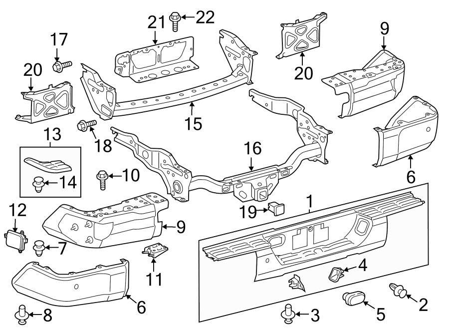 Diagram REAR BUMPER. BUMPER & COMPONENTS. for your 2014 Toyota Tundra 4.6L V8 A/T 4WD SR5 Crew Cab Pickup Fleetside 