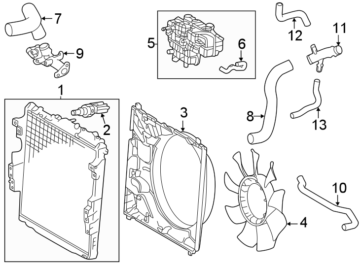 Diagram Radiator & components. for your 2022 Toyota Camry   