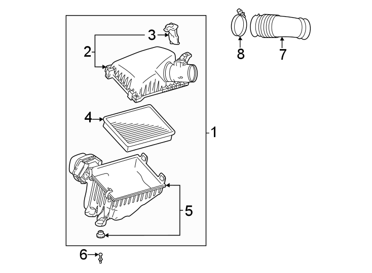 Diagram Air intake. for your Toyota Tacoma  