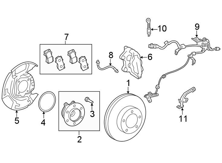 Diagram Front suspension. Brake components. for your 2022 Toyota Prius   