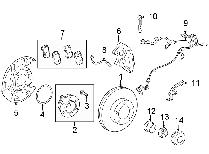 Diagram Front suspension. Brake components. for your 2023 Toyota Corolla  XSE Hatchback 