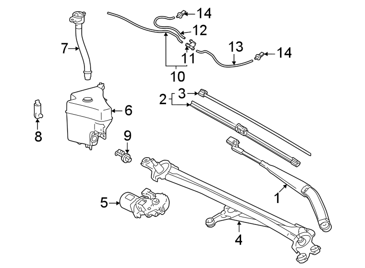 Diagram Windshield. Wiper & washer components. for your 2021 Toyota Highlander  L Sport Utility 