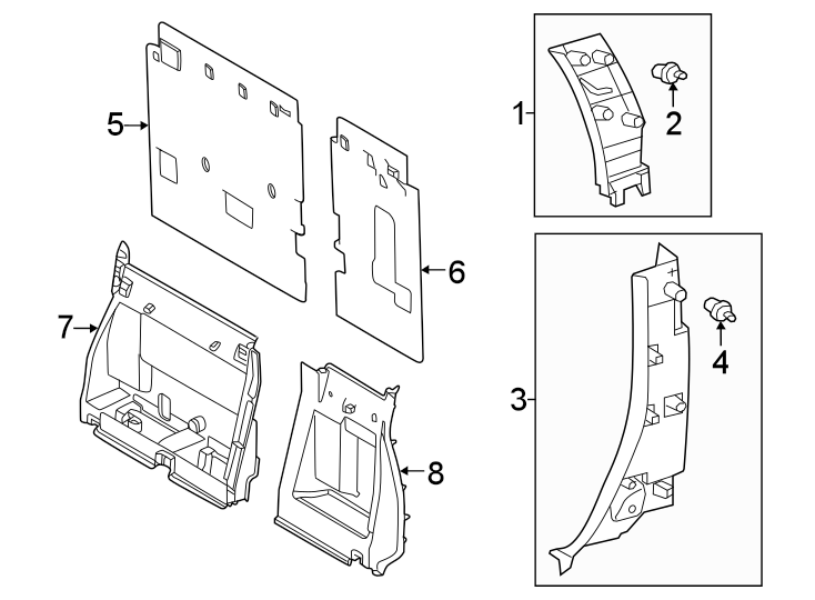 Diagram Cab. Interior trim. for your 2023 Toyota Tundra 3.4L i-Force Max V6 FULL HYBRID EV-GAS (FHEV) A/T RWD Platinum Crew Cab Pickup Fleetside 