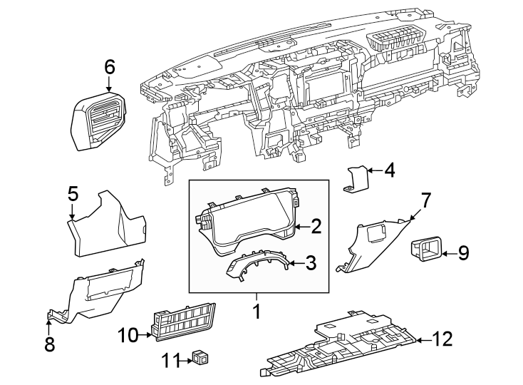 Diagram Instrument panel components. for your 2006 Toyota Matrix   