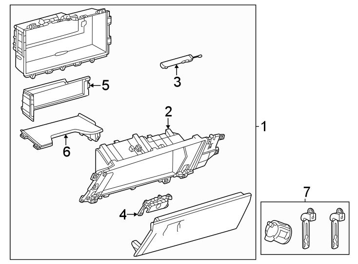 Diagram Instrument panel. Glove box. for your 2003 Toyota Avalon  XL Sedan 