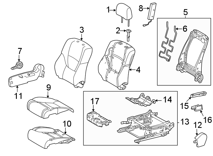 Diagram Seats & tracks. Passenger seat components. for your 2016 Toyota Yaris   