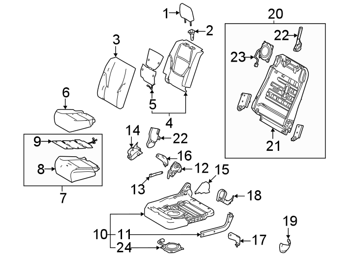 Diagram Seats & tracks. Rear seat components. for your 2016 Toyota Yaris   