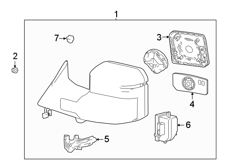 Diagram Front door. Outside mirrors. for your 2023 Toyota Tundra 3.4L i-Force Max V6 FULL HYBRID EV-GAS (FHEV) A/T RWD Platinum Crew Cab Pickup Fleetside 