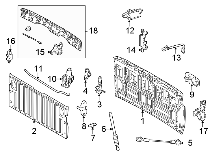 Diagram Pick up box. Tail gate. for your 2023 Toyota Tundra 3.4L i-Force Max V6 FULL HYBRID EV-GAS (FHEV) A/T RWD Platinum Crew Cab Pickup Fleetside 