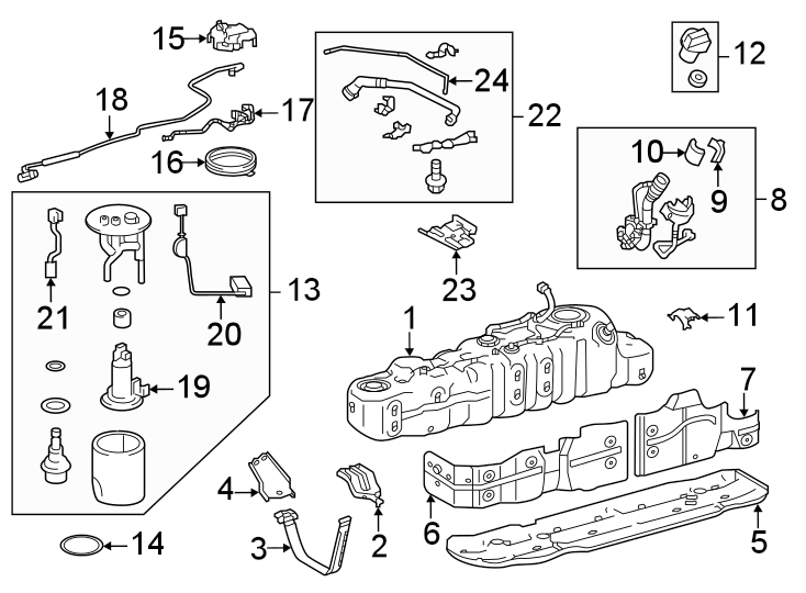 Diagram Fuel system components. for your Toyota Tundra  