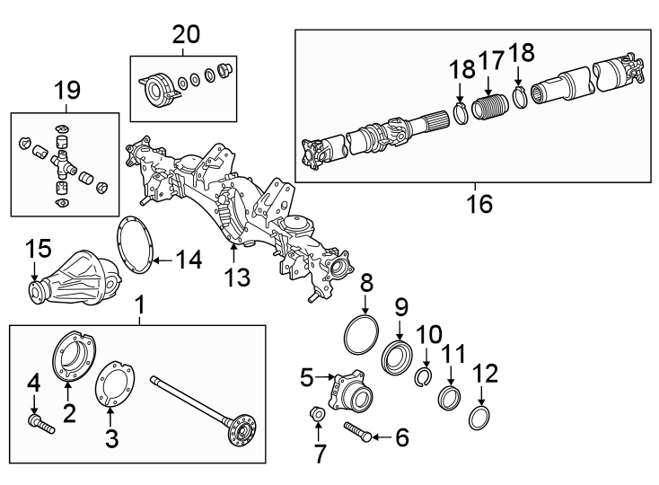 Diagram Rear suspension. Axle & differential. for your 2024 Toyota Tundra  TRD Pro Crew Cab Pickup Fleetside 