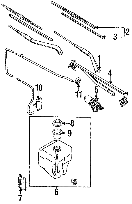 Diagram WINDSHIELD. WIPER COMPONENTS. for your 1989 Toyota Corolla  SR5 All Trac Wagon 