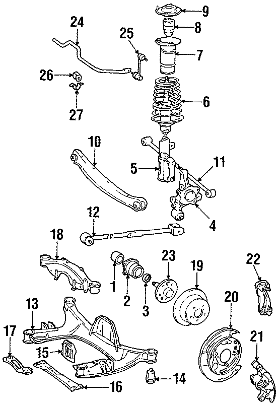 Diagram REAR SUSPENSION. BRAKE COMPONENTS. STABILIZER BAR & COMPONENTS. SUSPENSION COMPONENTS. for your 2006 Toyota Tacoma  Base Extended Cab Pickup Fleetside 