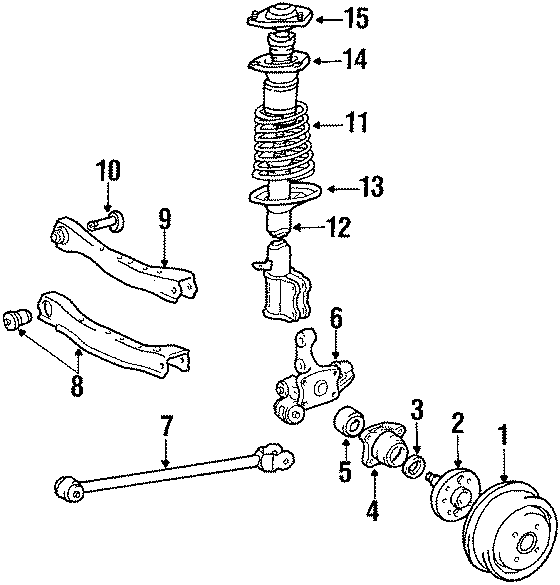 Diagram REAR SUSPENSION. SUSPENSION COMPONENTS. for your 2012 Toyota Corolla   