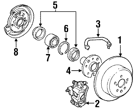 Diagram REAR SUSPENSION. BRAKE COMPONENTS. for your 2006 Toyota Tacoma  Base Extended Cab Pickup Fleetside 