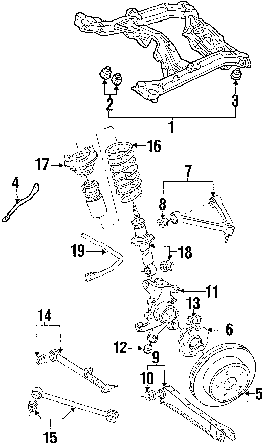 Diagram REAR SUSPENSION. SUSPENSION COMPONENTS. for your 1999 Toyota 4Runner   