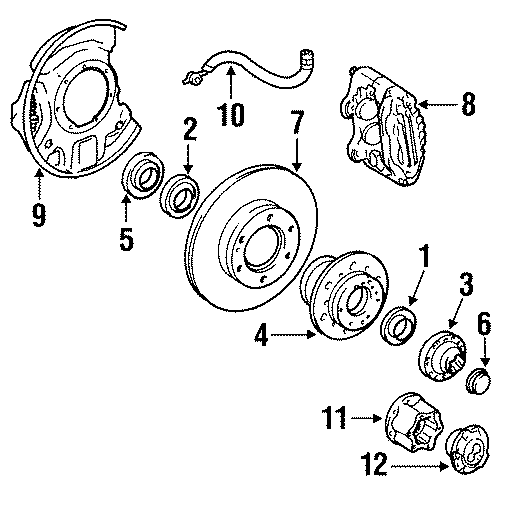 Diagram FRONT SUSPENSION. BRAKE COMPONENTS. for your 2021 Toyota Prius AWD-e   