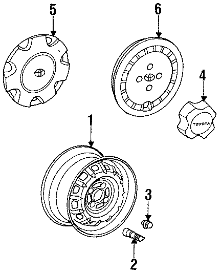 Diagram WHEELS. COVERS & TRIM. for your Toyota