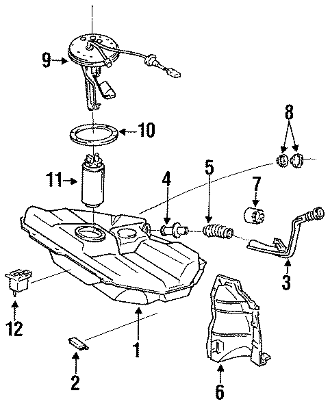 Diagram FUEL SYSTEM COMPONENTS. for your 1998 Toyota Avalon  XL Sedan 