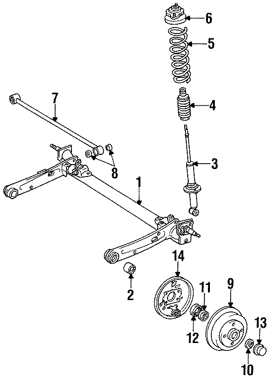 Diagram REAR SUSPENSION. BRAKE COMPONENTS. SUSPENSION COMPONENTS. for your 2022 Toyota Corolla   