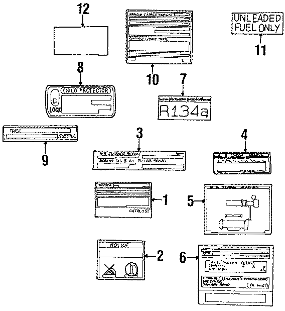 Diagram INFORMATION LABELS. for your 2004 Toyota Camry 3.0L V6 A/T XLE SEDAN 