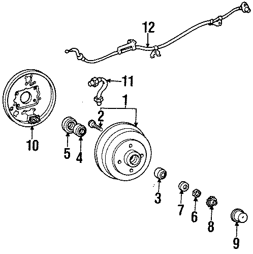 Diagram REAR SUSPENSION. BRAKE COMPONENTS. for your 2022 Toyota Corolla   