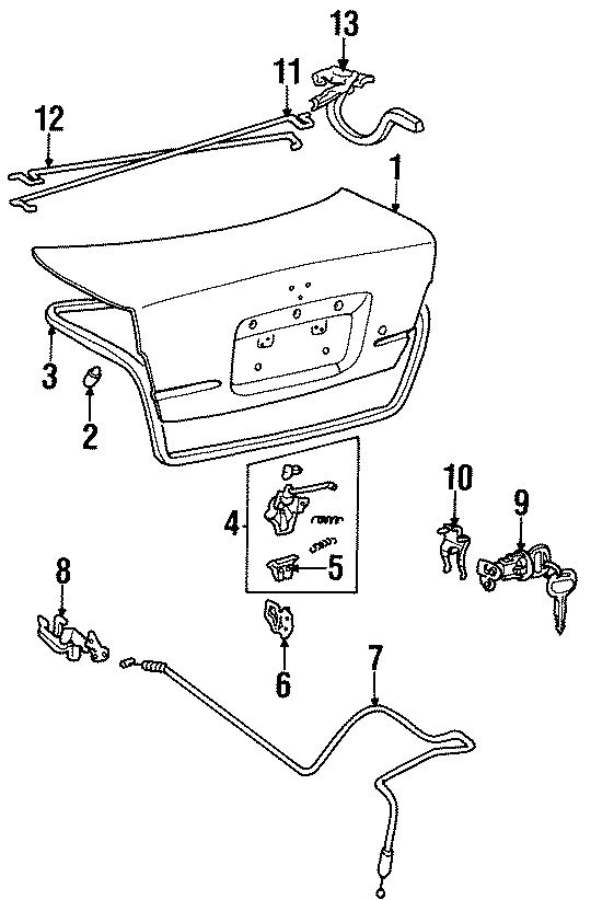 Diagram TRUNK LID. LID & COMPONENTS. for your 2013 Toyota Matrix   
